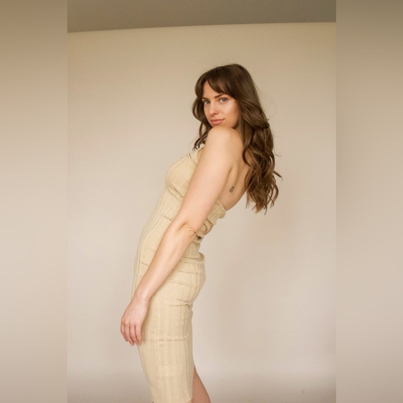 Paloma Wool Jenny Knit Beige Maxi Dress Small Ribbed - Picture 3 of 9